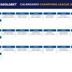 Calendario 19-20 Champions League